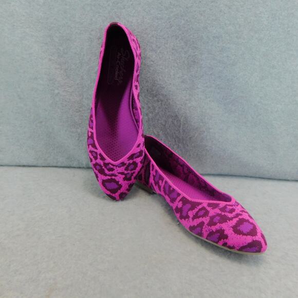Sketcher Womens Air Cooled Memory Foam Flat Shoe Pink Animal Print Shoe - Size 8 - Picture 10 of 11